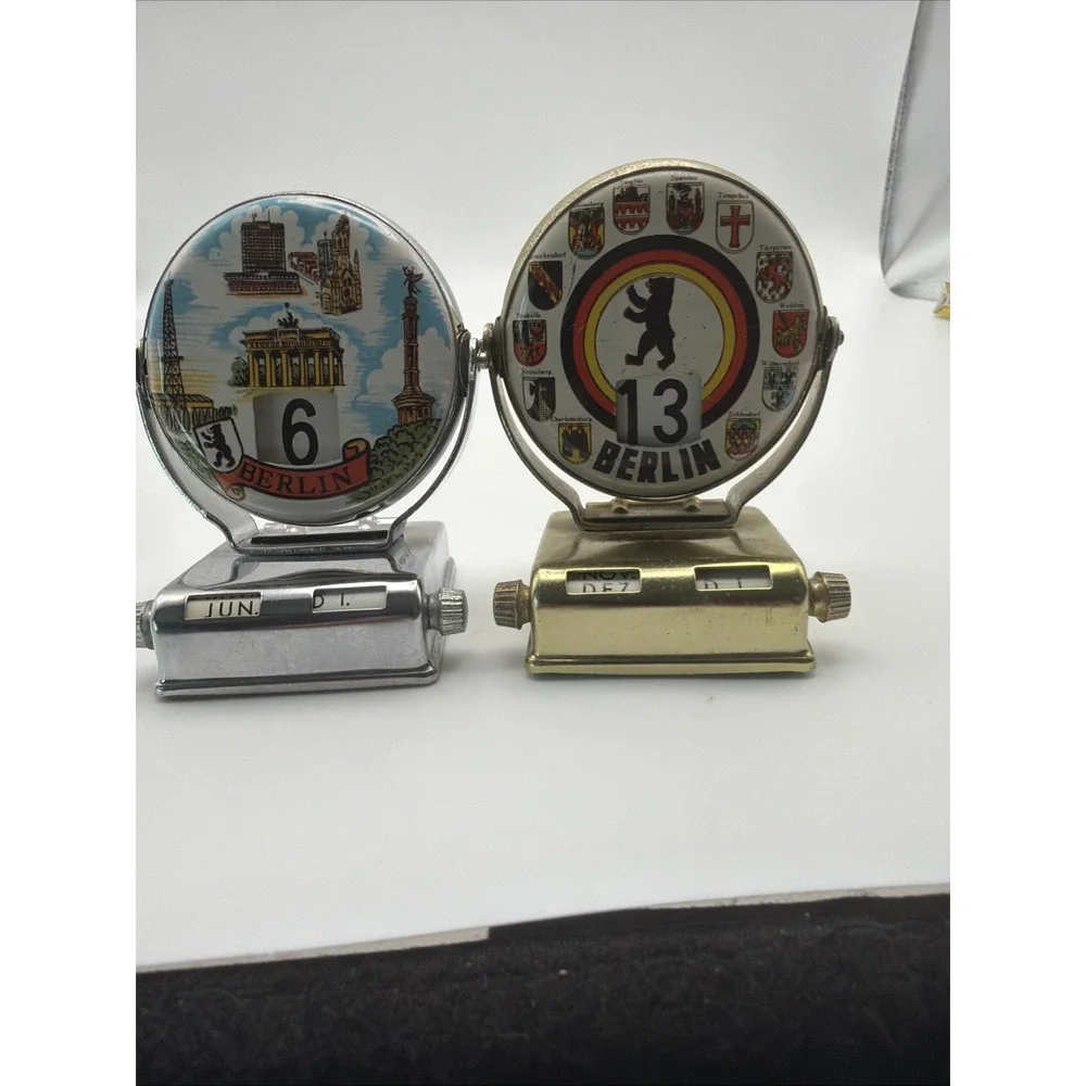 Two Vintage Berlin Germany Perpetual Desk Calendars Bear Souvenir West Berlin